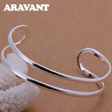 925 Silver Double Line Open Bracelet for Women