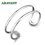 925 Silver Double Line Open Bracelet Bangles For Women