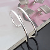 925 Silver Double Line Open Bracelet Bangles For Women
