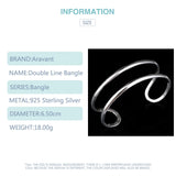 925 Silver Double Line Open Bracelet Bangles For Women