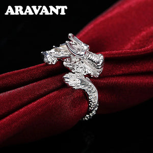 925 Silver Dragon Adjustable Rings For Women