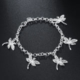 925 Silver Dragonfly Charm Bracelet Chain for Women