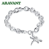 Dragonfly Charm Bracelet 925 Silver Women Wedding Jewelry