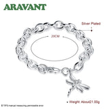 Dragonfly Charm Bracelet 925 Silver Women Wedding Jewelry