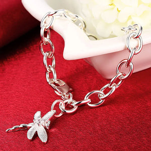 Dragonfly Charm Bracelet 925 Silver Women Wedding Jewelry
