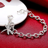 Dragonfly Charm Bracelet 925 Silver Women Wedding Jewelry
