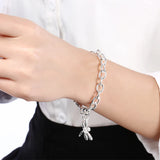 Dragonfly Charm Bracelet 925 Silver Women Wedding Jewelry