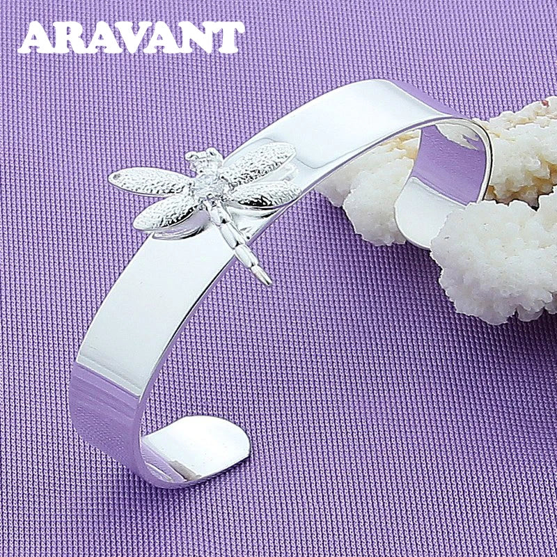 925 Silver Dragonfly Cuff Bracelet for Women