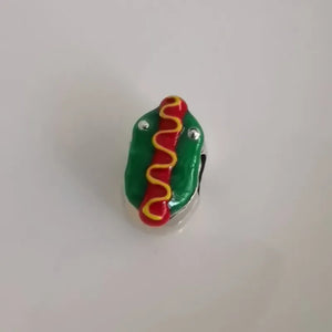 925 Silver Hot Dog Bracelet with String Beads