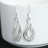 925 Silver Twist Wave Line Water Drop Earrings For Women
