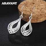 925 Silver Twist Wave Line Water Drop Earrings For Women