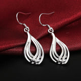 925 Silver Twist Wave Line Water Drop Earrings For Women