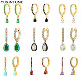925 Silver Crystal Huggie Hoop Earrings Party Jewelry