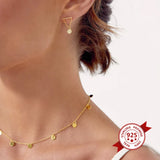 925 Silver Coin Pendant Stud Earrings for Women Gift