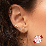925 Silver Colorful Crystal Stud Earrings for Women