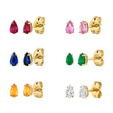 Rainbow Water droplets Stud Earring Fine Gemstone Piercing