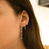925 Silver Star Stud Earrings Heart Chain Tassel Pendant