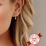 925 Silver Star Stud Earrings Heart Chain Tassel Pendant