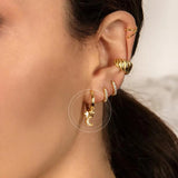 925 Silver Evil Eye Hoop Earrings Crystal Star Moon Women Jewelry