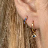 925 Silver Evil Eye Hoop Earrings Crystal Star Moon Women Jewelry
