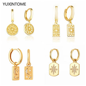 925 Silver Flower Coin Hoop Earrings Crystal Feather Pendant Jewelry