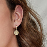 925 Silver Flower Coin Hoop Earrings Crystal Feather Pendant Jewelry