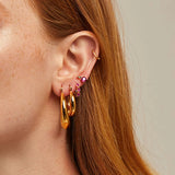 925 Silver Rose Red Hoop Earrings Water Drop Crystal Piercing Jewelry