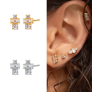 Sparkling Silver CZ Stud Earrings for Women