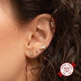 Sparkling Silver CZ Stud Earrings for Women