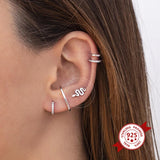 925 Silver Snake Stud Earrings Crystal Jewelry