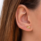 925 Silver Snake Stud Earrings Crystal Jewelry