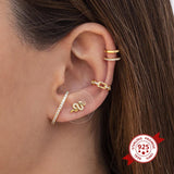 925 Silver Snake Stud Earrings Crystal Jewelry