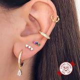 925 Silver CZ Crystal Stud Earrings for Women