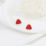 925 Silver Red Love Earrings for Girls