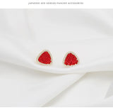 925 Silver Red Love Earrings for Girls