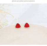 925 Silver Red Love Earrings for Girls