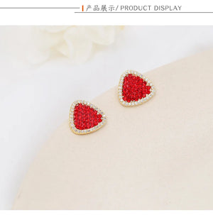 925 Silver Red Love Earrings for Girls