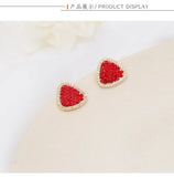925 Silver Red Love Earrings for Girls