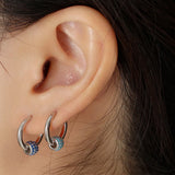 925 Silver Turquoise Hoop Earrings Flower Crystal Huggie Earrings Jewelry
