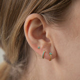 925 Silver Turquoise Hoop Earrings Flower Crystal Huggie Earrings Jewelry