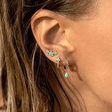 925 Silver Turquoise Hoop Earrings Flower Crystal Huggie Earrings Jewelry