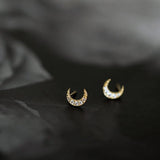 925 Silver Zircon Moon Butterfly Flower Stud Earrings for Women
