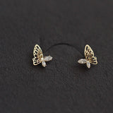 925 Silver Zircon Moon Butterfly Flower Stud Earrings for Women