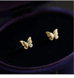 925 Silver Zircon Moon Butterfly Flower Stud Earrings for Women