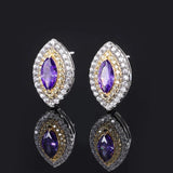 925 Silver Earring Evil Eye Horse Eye Retro Purple Diamond Piercing Jewelry
