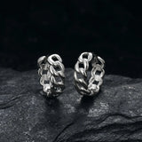 925 Silver Chain Hoop Earrings Rock Punk Style Hip Hop Unisex Men Women Jewelry
