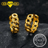 925 Silver Chain Hoop Earrings Rock Punk Style Hip Hop Unisex Men Women Jewelry