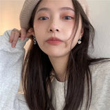 925 Silver Asymmetrical Love Earrings Japanese Style Women's Jewelry