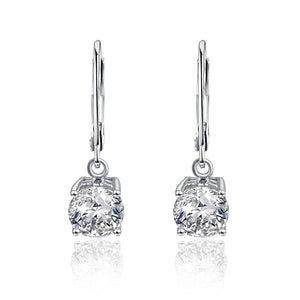 925 Silver Zircon Diamond Earrings 6.0mm Round Ear Studs