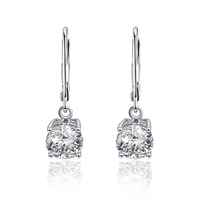 925 Silver Zircon Diamond Earrings 6.0mm Round Ear Studs